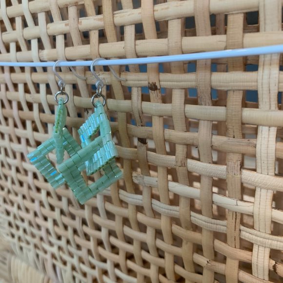 Sea Glass Color Beaded Earrings from Japan - Picture 3 of 11